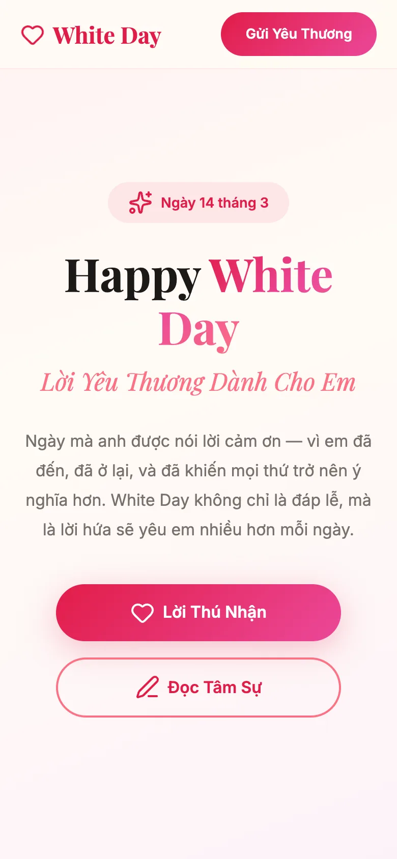 Happy White Day 14/3 — Lời Yêu Thương Dành Cho Em