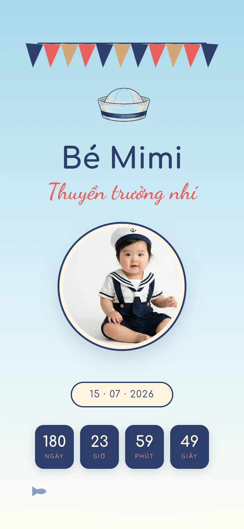 Thiệp Đầy Tháng - Little Sailor Adventure