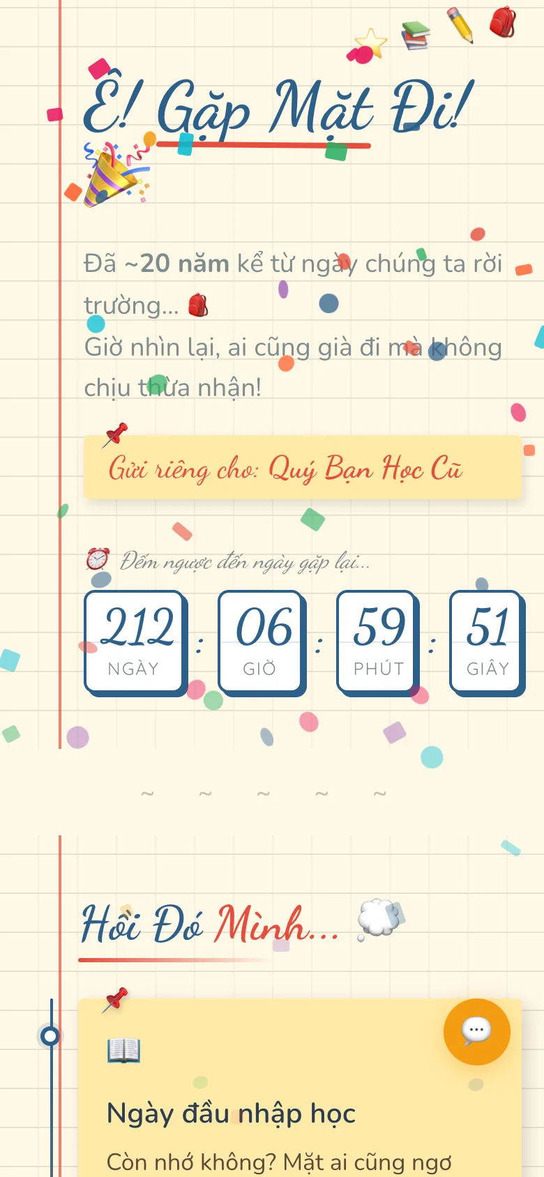 Thiệp Mời Họp Lớp — Sổ Liên Lạc Retro