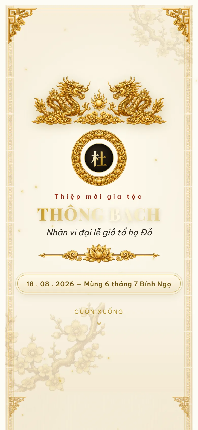 Thiệp Giỗ Tổ Dòng Họ — Thiệp Cuộn