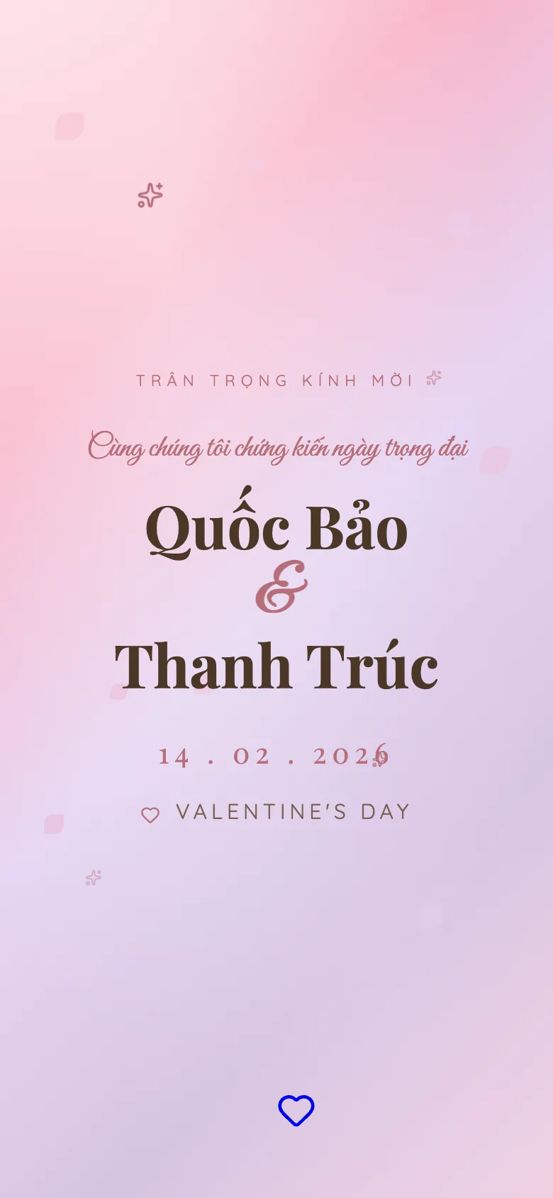 Thiệp Cưới Romantic Blush — Quốc Bảo & Thanh Trúc