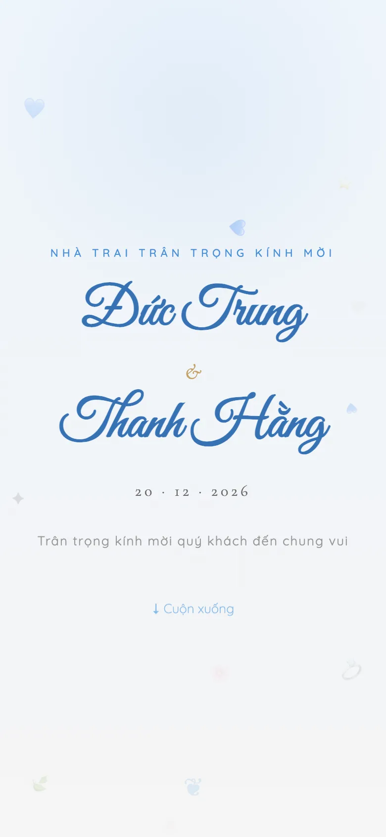 Thiệp Cưới Modern Blue Romantic