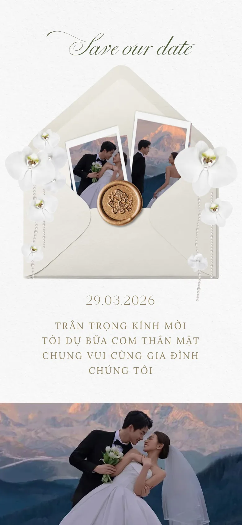 Thiệp Cưới Sage Green Vintage — Quang Huy & Thanh Hằng