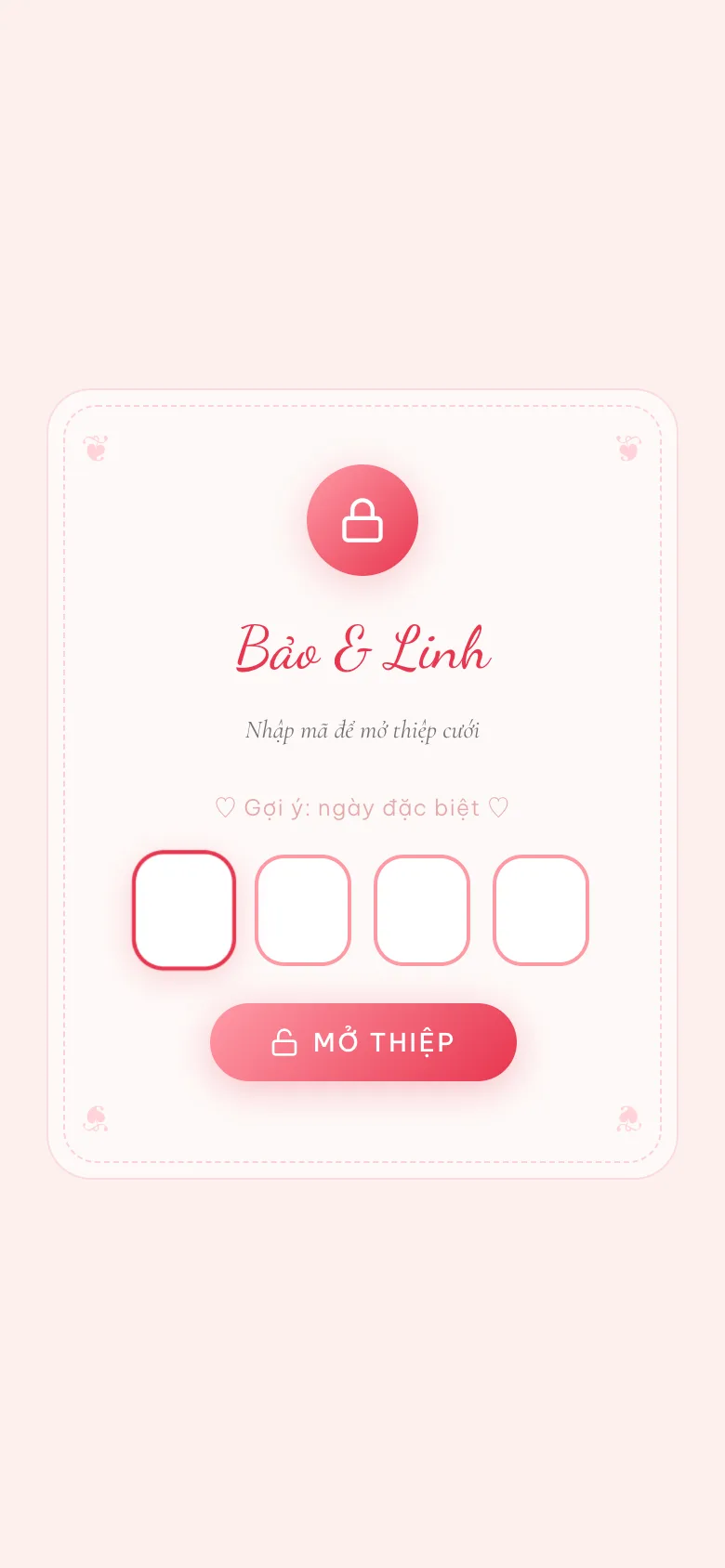 Thiệp Cưới Valentine Pink Romantic