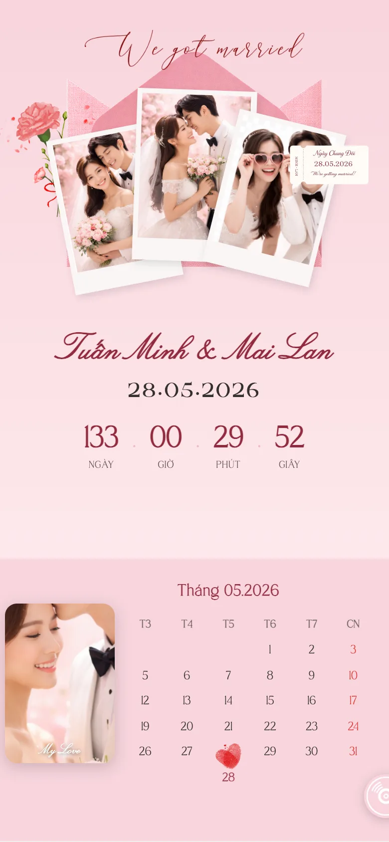 Thiệp Cưới - Pink Pastel