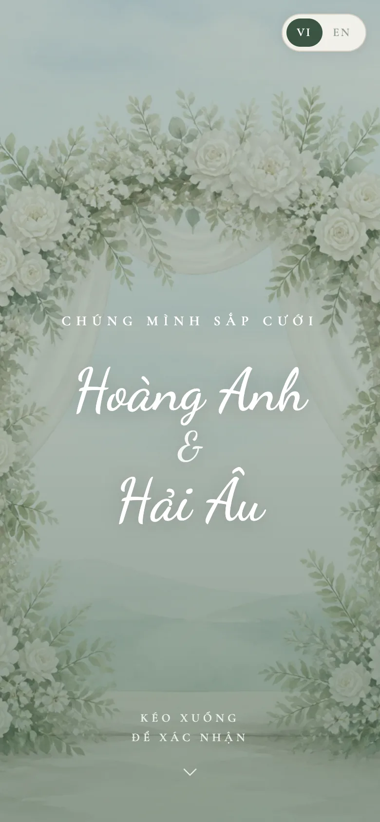 Thiệp Cưới Garden Weekend — Rèm Trắng & Đèn Nến