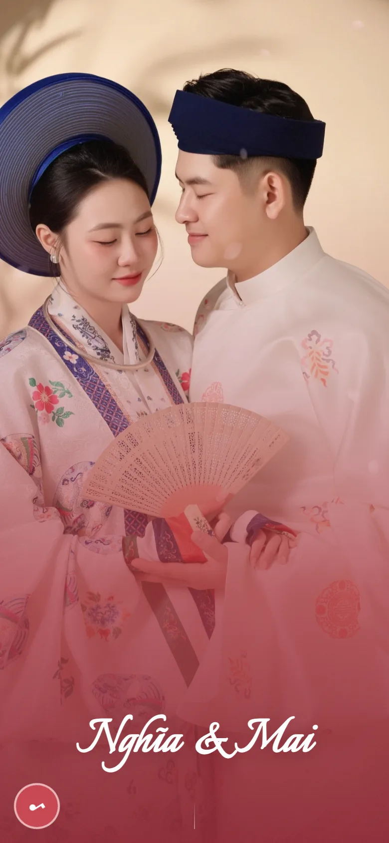 Thiệp Cưới Mối Duyên Sen — Áo Dài & Phong Bì Hồng