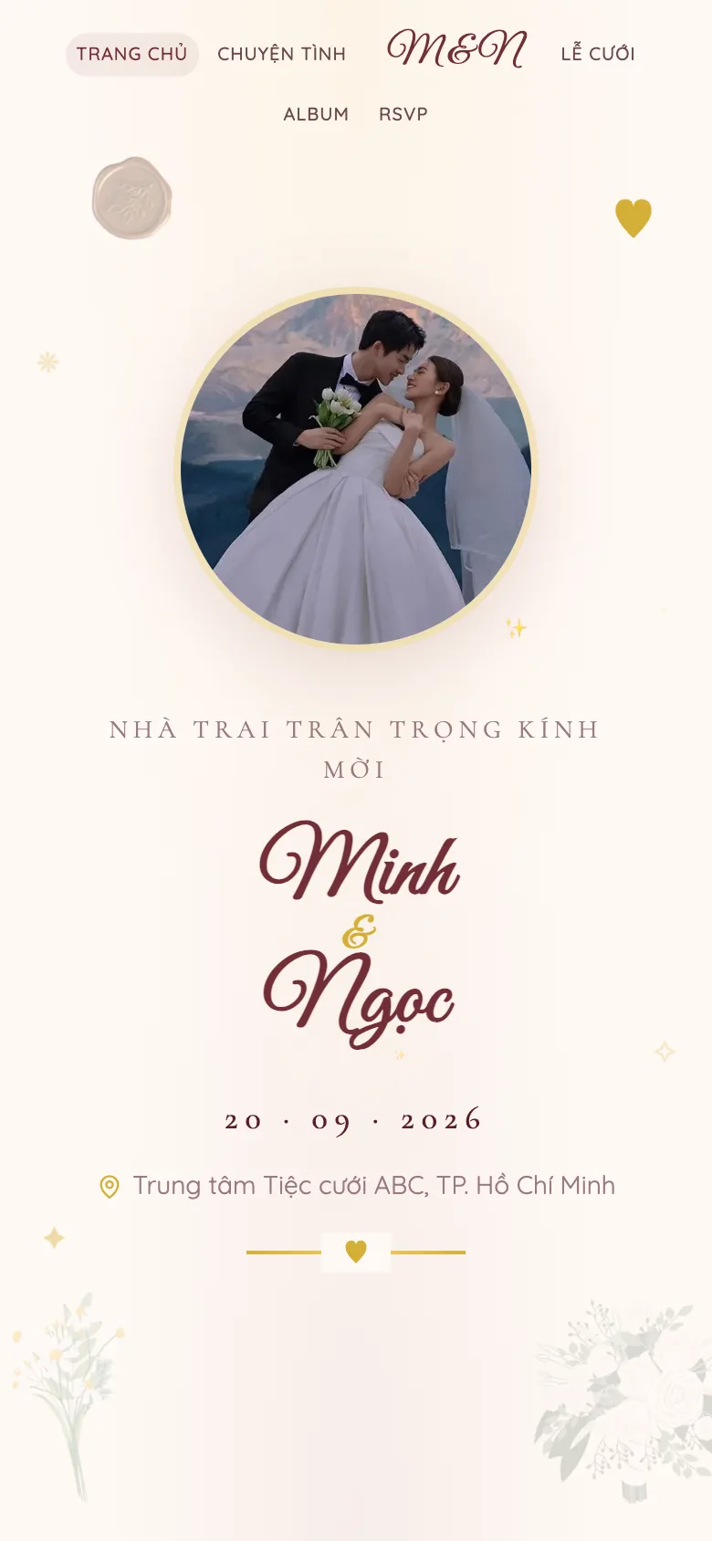 Thiệp Cưới Rèm Đỏ — Burgundy & Gold Sang Trọng